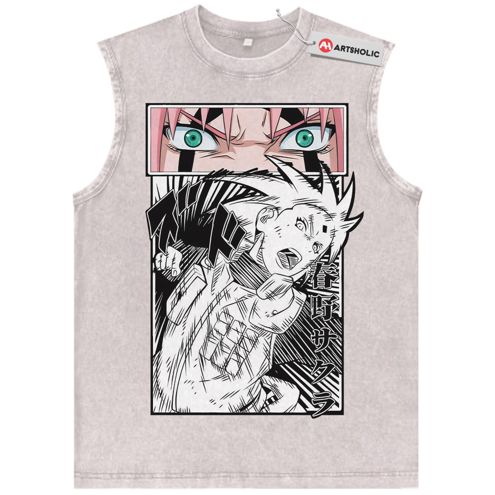Alternative view of Sakura Haruno Tank Top, Naruto Tank Top, Anime Tank Top, Vintage Tank Top