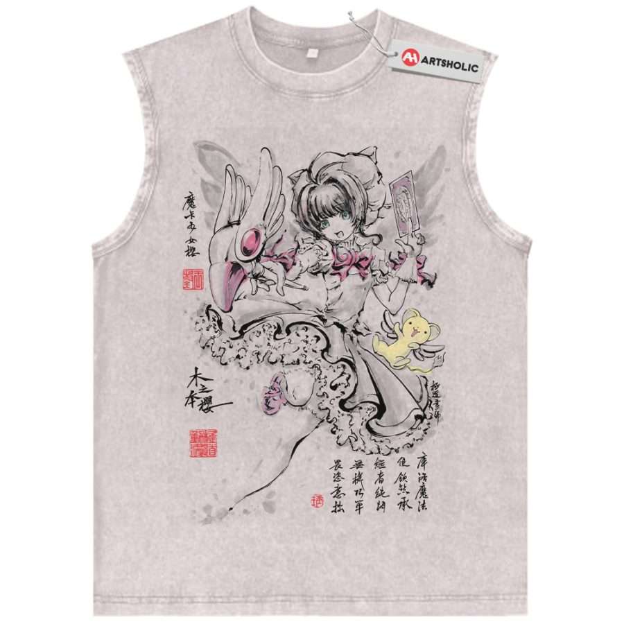Alternative view of Sakura Kinomoto Tank Top, Cardcaptor Sakura Tank Top, Anime Tank Top, Vintage Tank Top