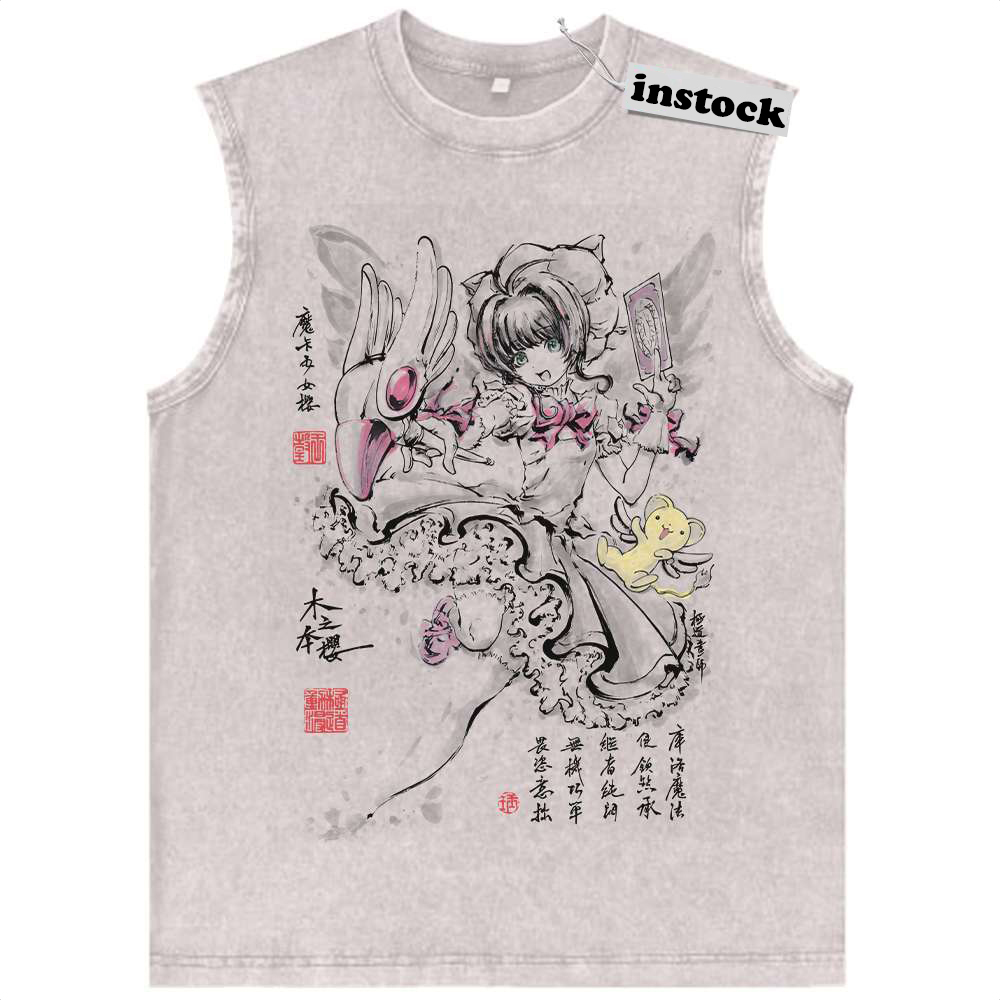 Sakura Kinomoto Tank Top, Cardcaptor Sakura Tank Top, Anime Tank Top, Vintage Tank Top