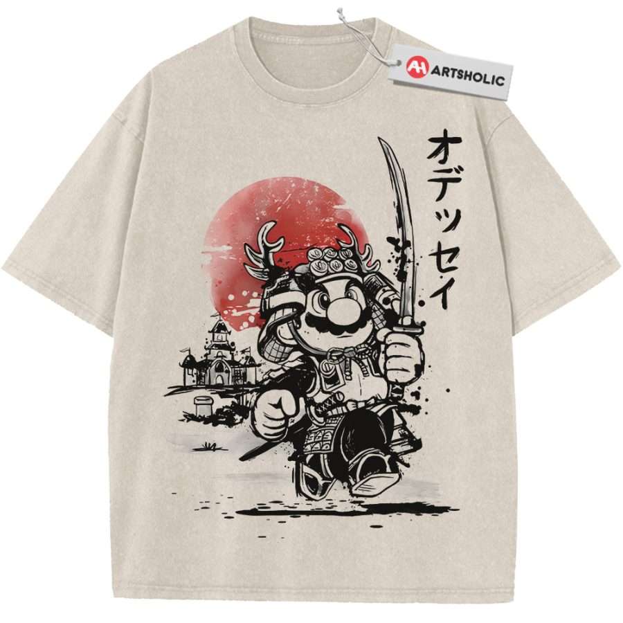 Alternative view of Samurai Super Mario Shirt, Game Shirt, Vintage Tee