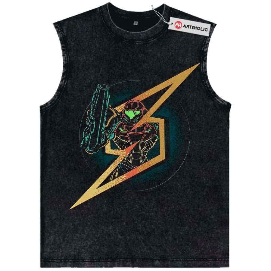Alternative view of Samus Aran Tank Top, Metroid Tank Top, Game Tank Top, Vintage Tank Top
