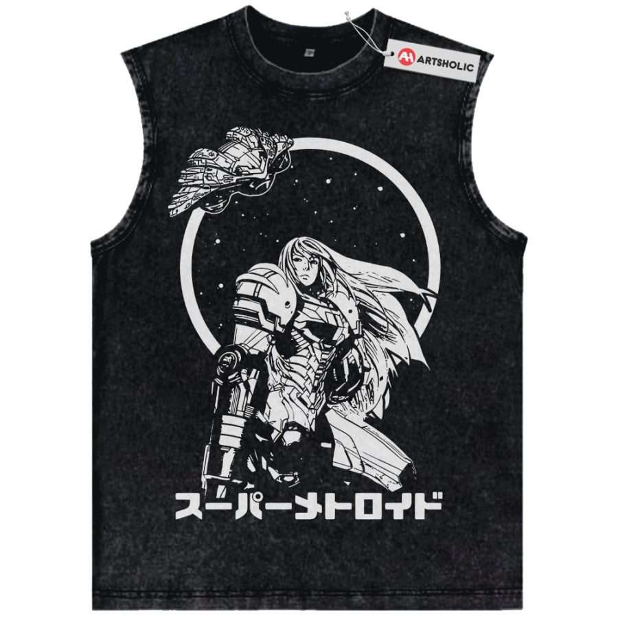 Alternative view of Samus Aran Tank Top, Metroid Tank Top, Game Tank Top, Vintage Tank Top