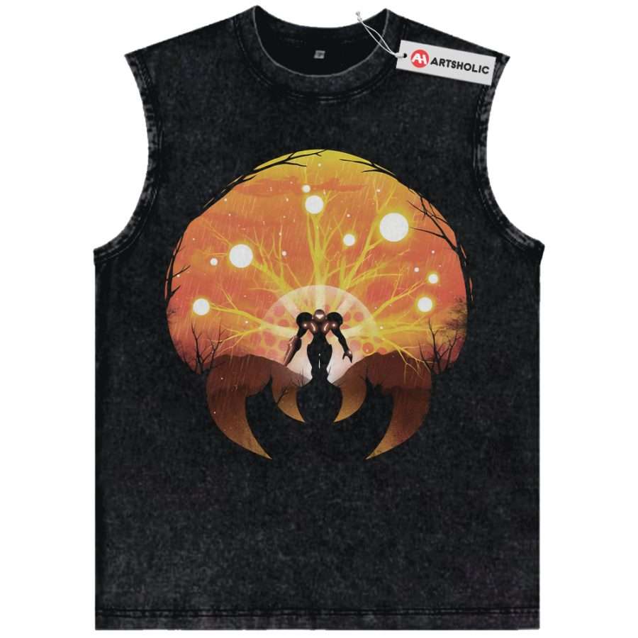 Alternative view of Samus Aran Tank Top, Metroid Tank Top, Game Tank Top, Vintage Tank Top