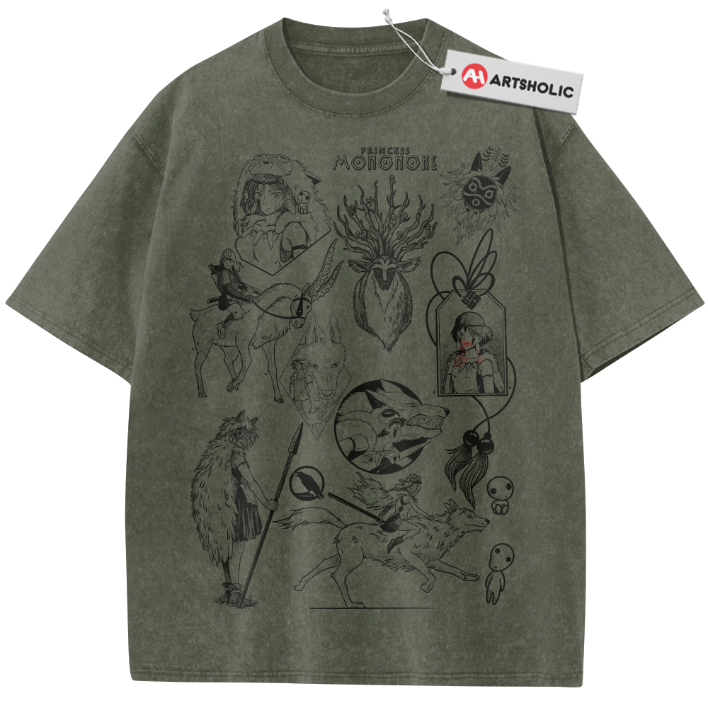 Alternative view of San and Moro Shirt, Princess Mononoke Shirt, Studio Ghibli Shirt, Anime Shirt, Vintage T-Shirt