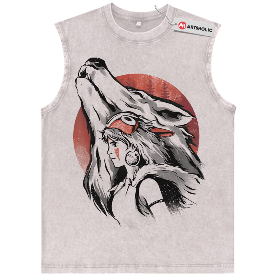 Alternative view of San and Moro Tank Top, Princess Mononoke Tank Top, Studio Ghibli Tank Top, Anime Tank Top, Vintage Tank Top