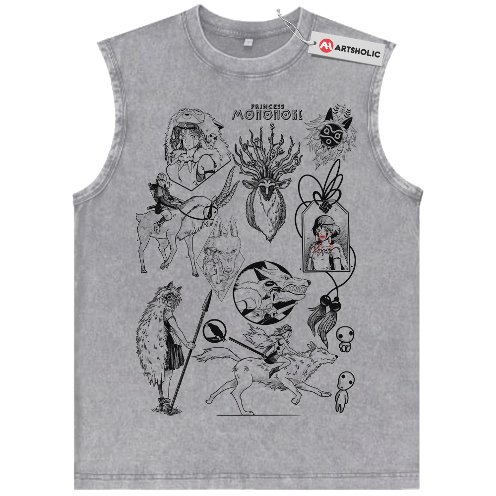 Alternative view of San and Moro Tank Top, Princess Mononoke Tank Top, Studio Ghibli Tank Top, Anime Tank Top, Vintage Tank Top