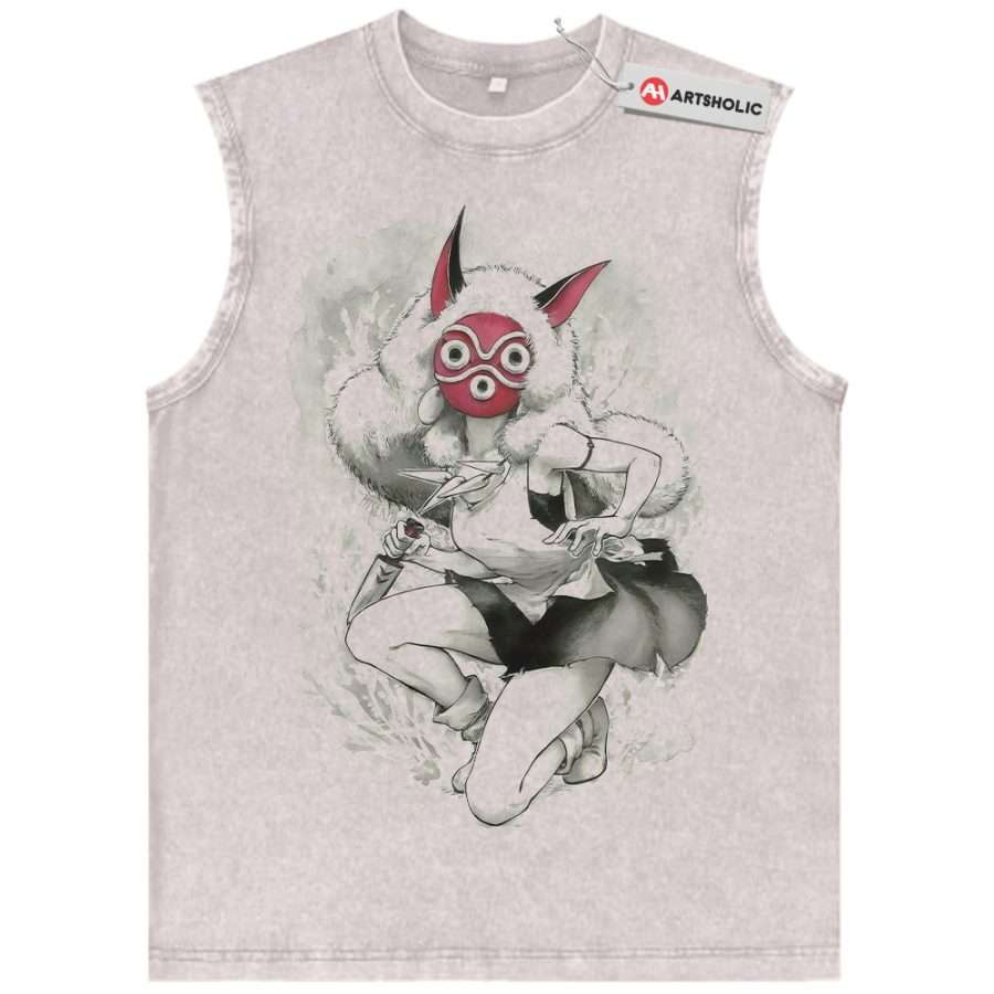 Alternative view of San Tank Top, Princess Mononoke Tank Top, Studio Ghibli Tank Top, Anime Tank Top, Vintage Tank Top