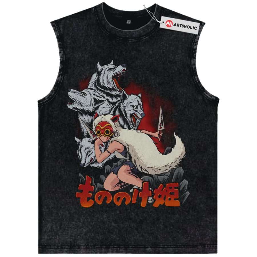 Alternative view of San Tank Top, Princess Mononoke Tank Top, Studio Ghibli Tank Top, Anime Tank Top, Vintage Tank Top