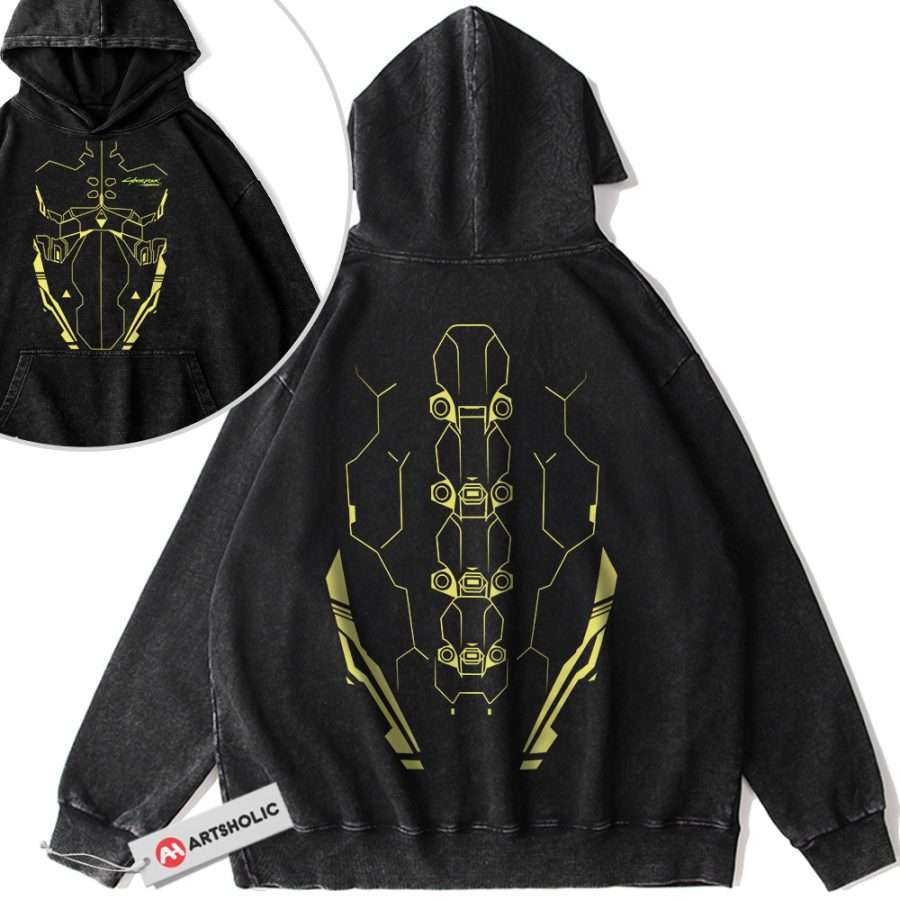 Alternative view of Sandevistan Hoodie, Cyberpunk Hoodie, Game Hoodie, Vintage Hoodie 2-Sided