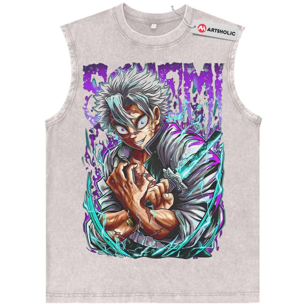 Alternative view of Sanemi Shinazugawa Tank Top, Demon Slayer Tank Top, Anime Tank Top, Vintage Tank Top
