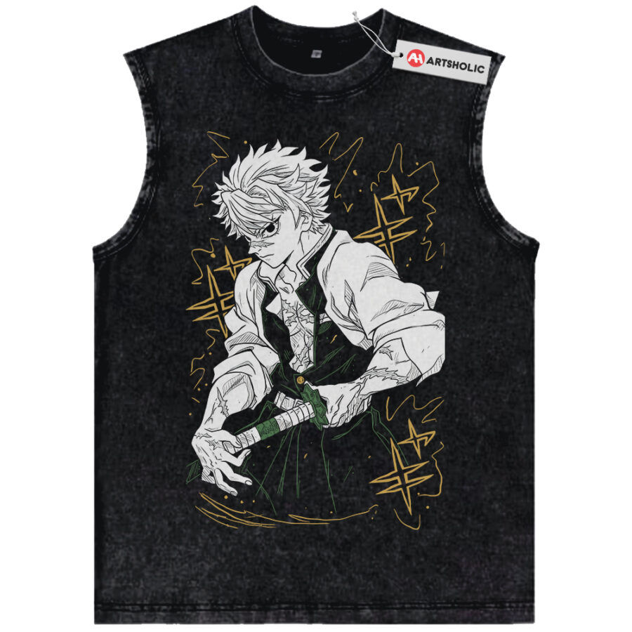 Alternative view of Sanemi Shinazugawa Tank Top, Demon Slayer Tank Top, Anime Tank Top, Vintage Tank Top