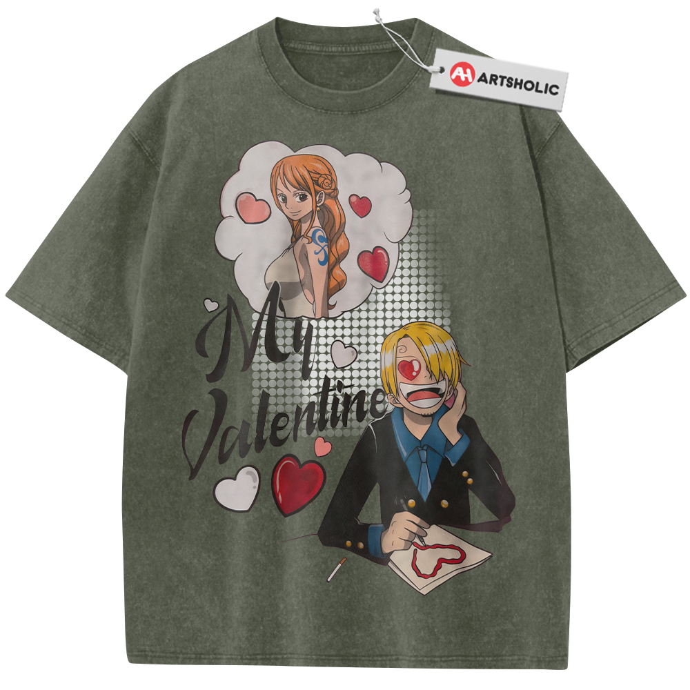 Alternative view of Sanji and Nami Shirt, One Piece Shirt, Valentine's Day Shirt, Anime Shirt, Vintage T-Shirt