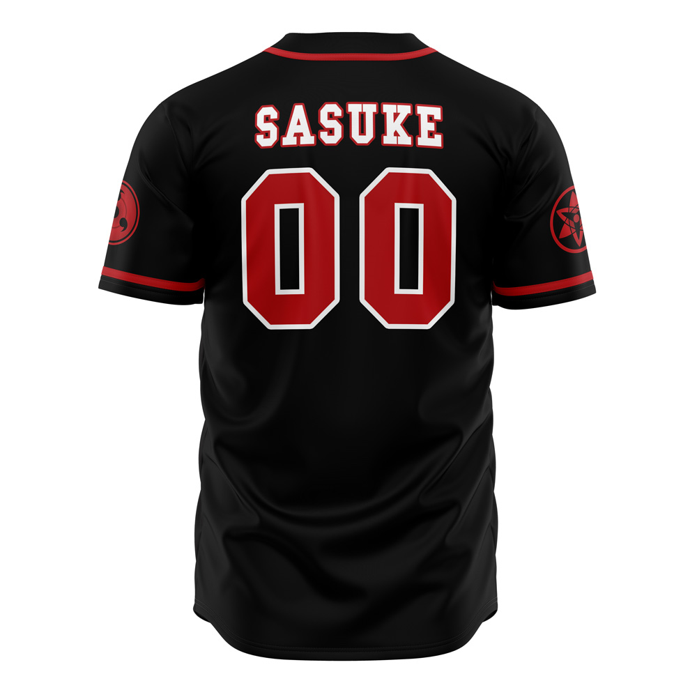 Alternative view of Sasuke Uchiha Clan Naruto Custom Baseball Jersey - Otaku Hall