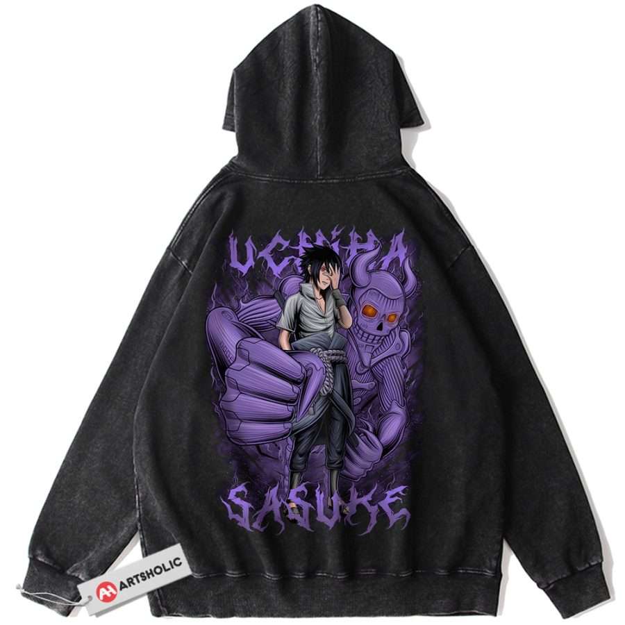 Alternative view of Sasuke Uchiha Hoodie, Naruto Hoodie, Anime Hoodie, Vintage Hoodie