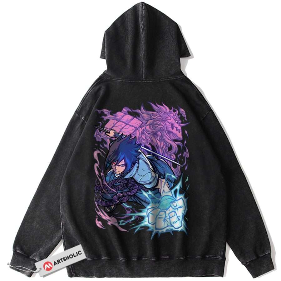 Alternative view of Sasuke Uchiha Hoodie, Naruto Hoodie, Anime Hoodie, Vintage Hoodie