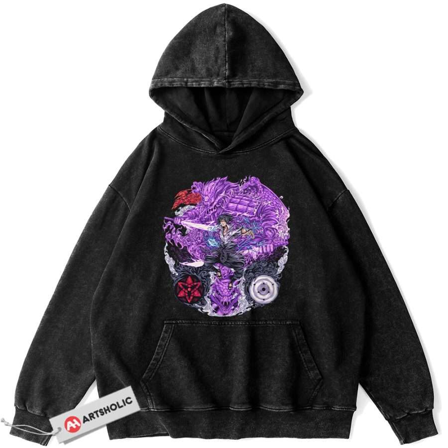 Alternative view of Sasuke Uchiha Hoodie, Naruto Hoodie, Anime Hoodie, Vintage Hoodie
