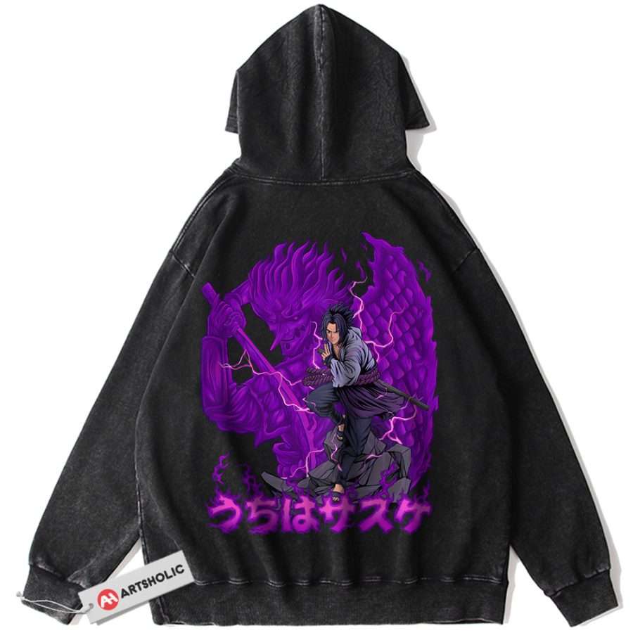 Alternative view of Sasuke Uchiha Hoodie, Naruto Hoodie, Anime Hoodie, Vintage Hoodie