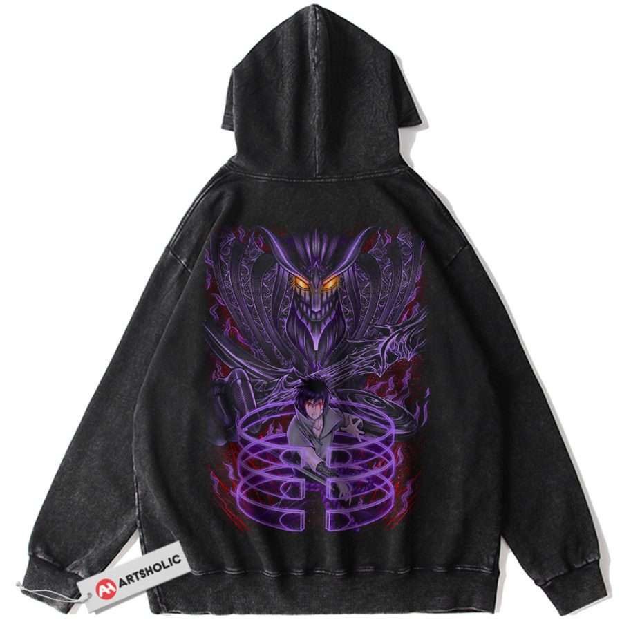 Alternative view of Sasuke Uchiha Hoodie, Naruto Hoodie, Anime Hoodie, Vintage Hoodie