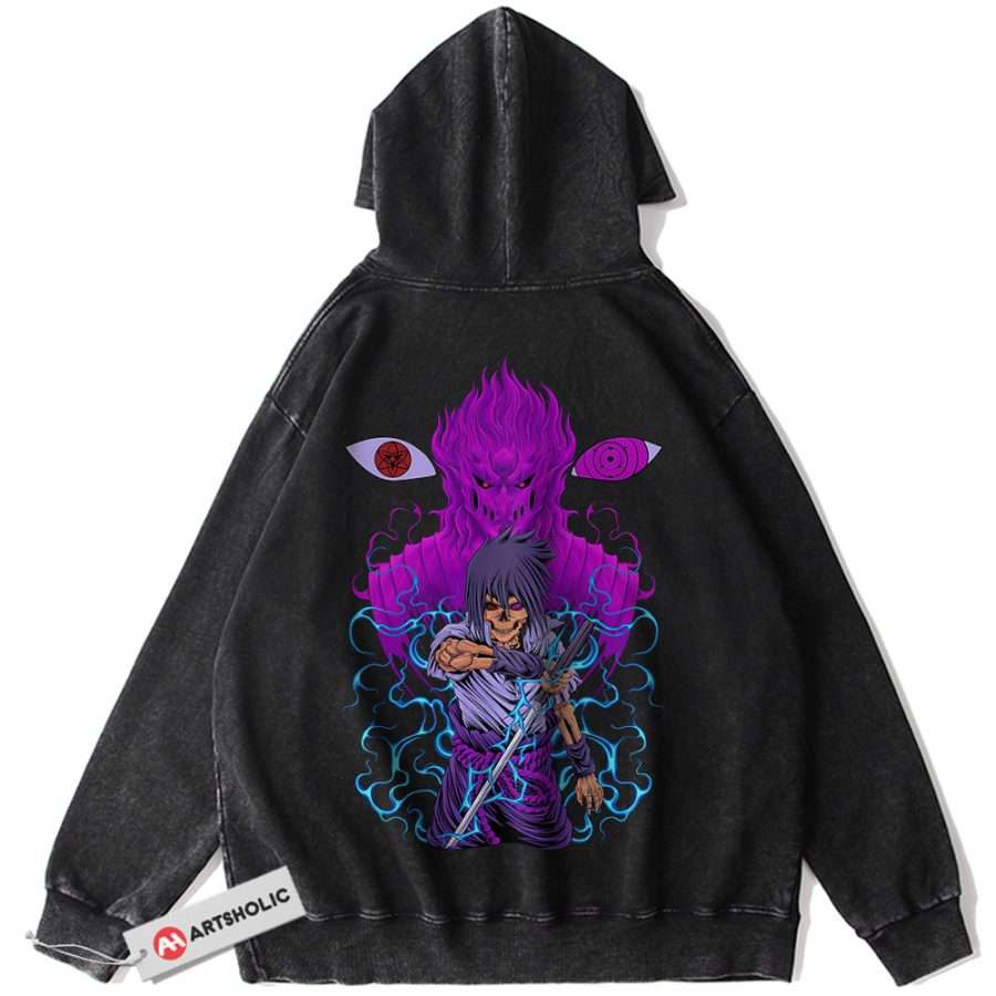 Alternative view of Sasuke Uchiha Hoodie, Naruto Hoodie, Anime Hoodie, Vintage Hoodie
