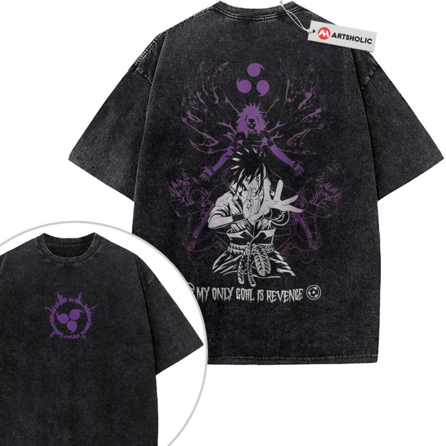 Alternative view of Sasuke Uchiha Shirt, Naruto Shirt, Anime Shirt, Vintage Tee 2-Sided