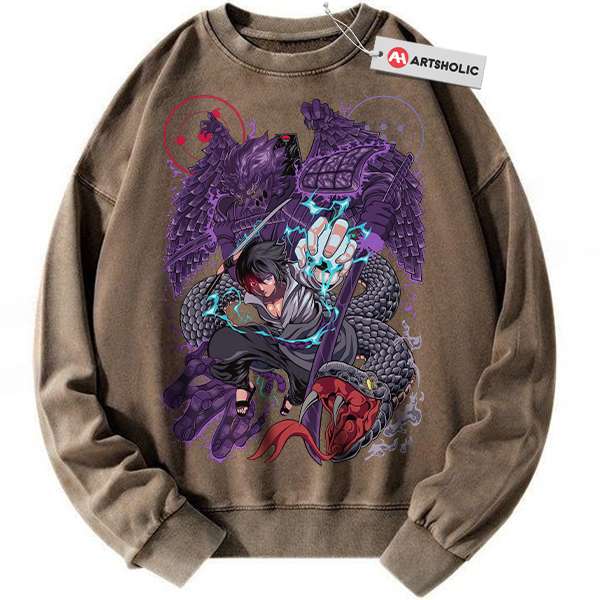 Alternative view of Sasuke Uchiha Sweatshirt, Naruto Sweatshirt, Anime Sweatshirt, Vintage Sweater