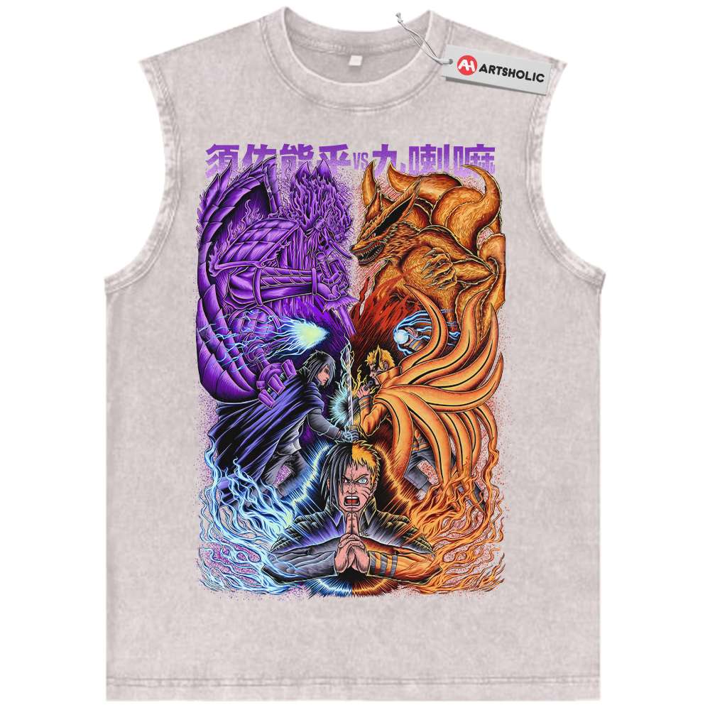 Alternative view of Sasuke Uchiha Tank Top, Naruto Tank Top, Anime Tank Top, Vintage Tank Top