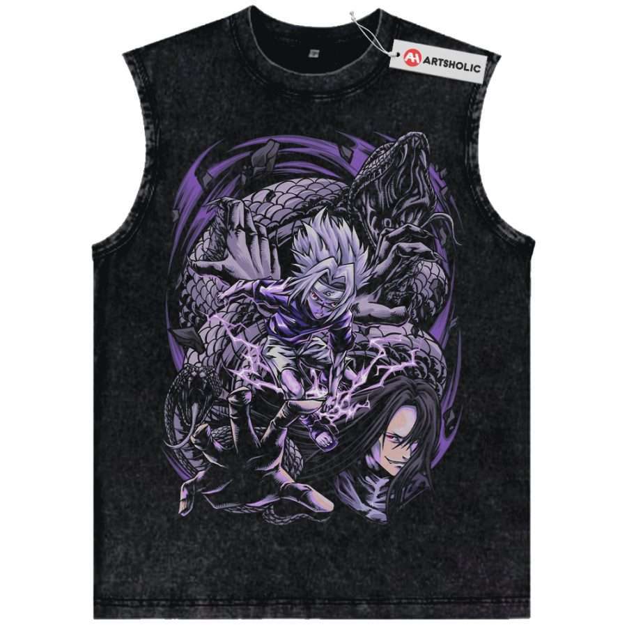 Alternative view of Sasuke Uchiha Tank Top, Naruto Tank Top, Anime Tank Top, Vintage Tank Top