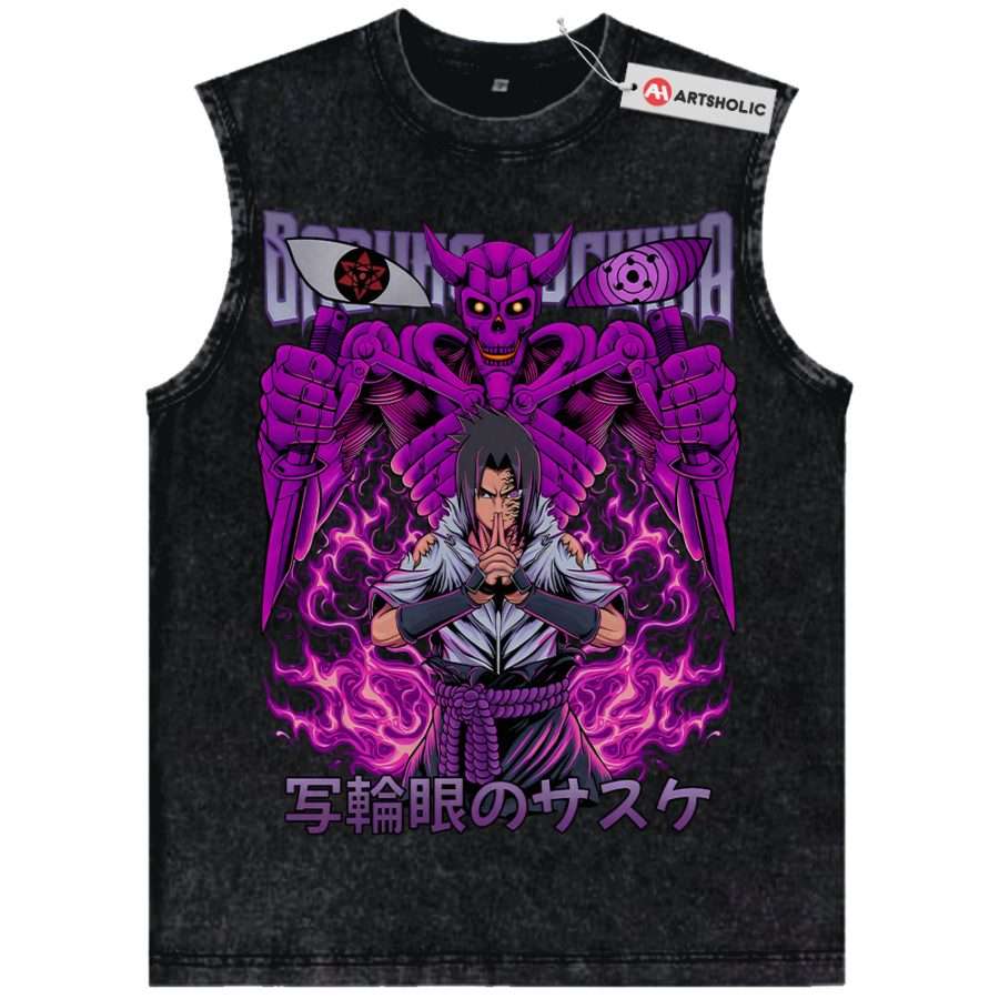 Alternative view of Sasuke Uchiha Tank Top, Naruto Tank Top, Anime Tank Top, Vintage Tank Top