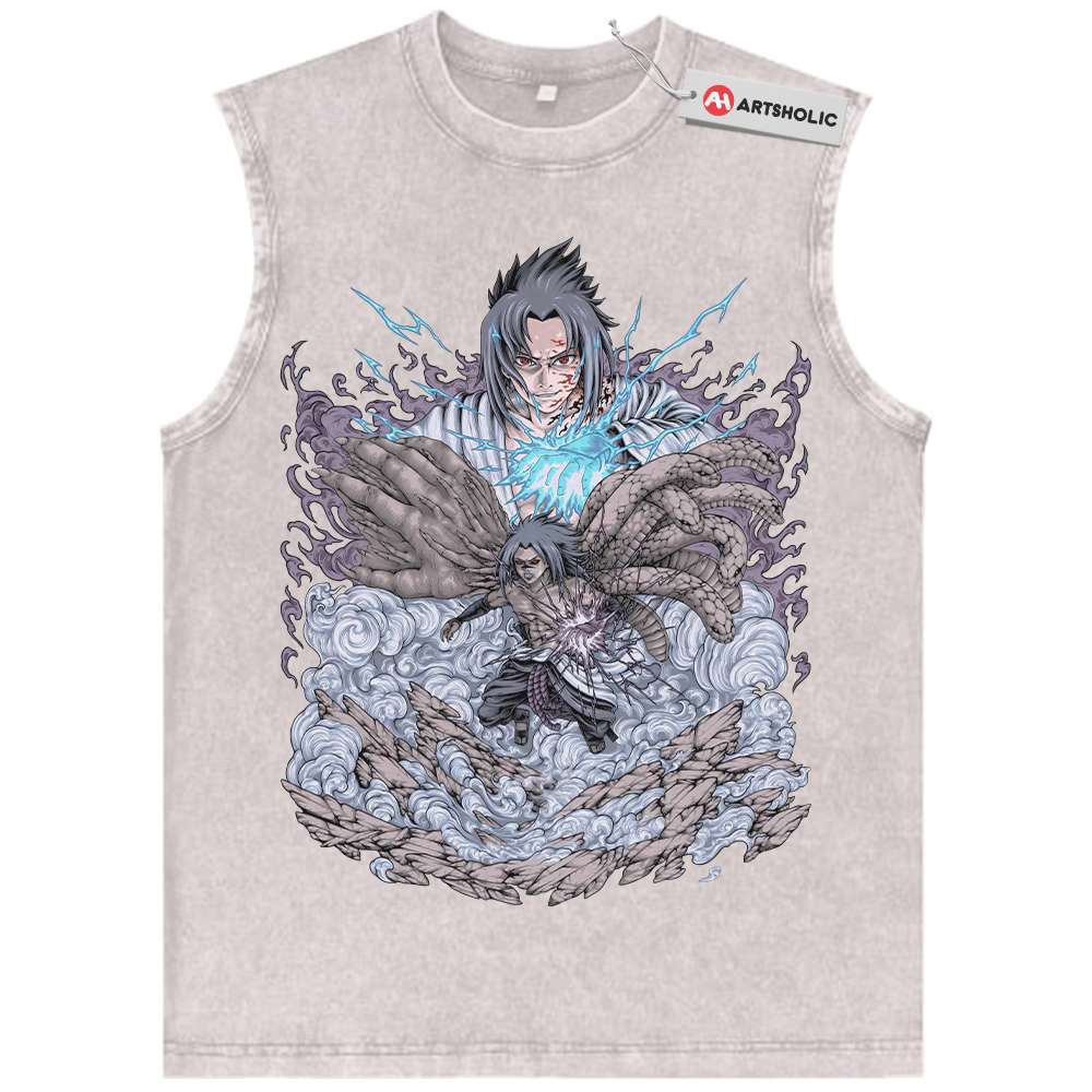 Alternative view of Sasuke Uchiha Tank Top, Naruto Tank Top, Anime Tank Top, Vintage Tank Top