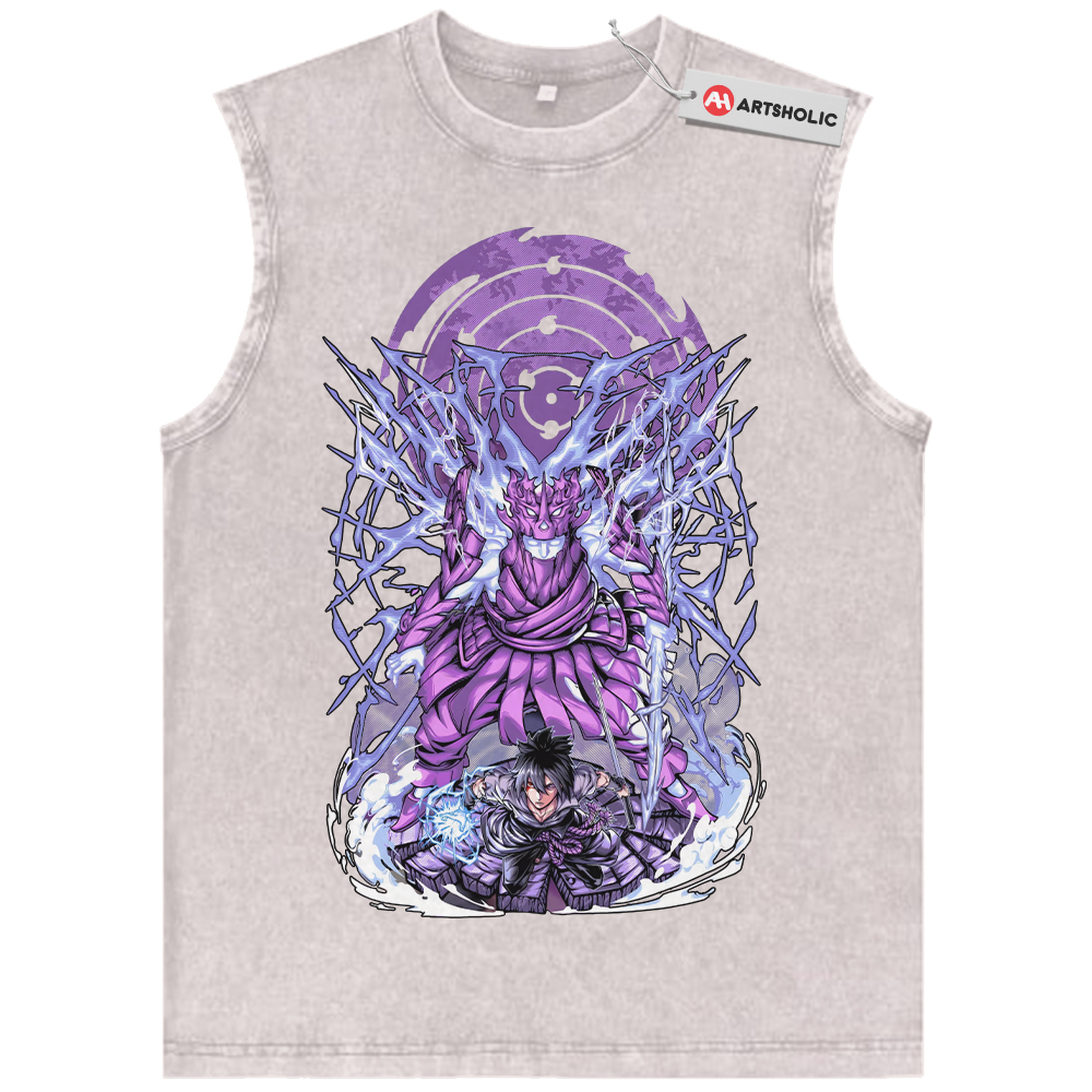 Alternative view of Sasuke Uchiha Tank Top, Naruto Tank Top, Anime Tank Top, Vintage Tank Top