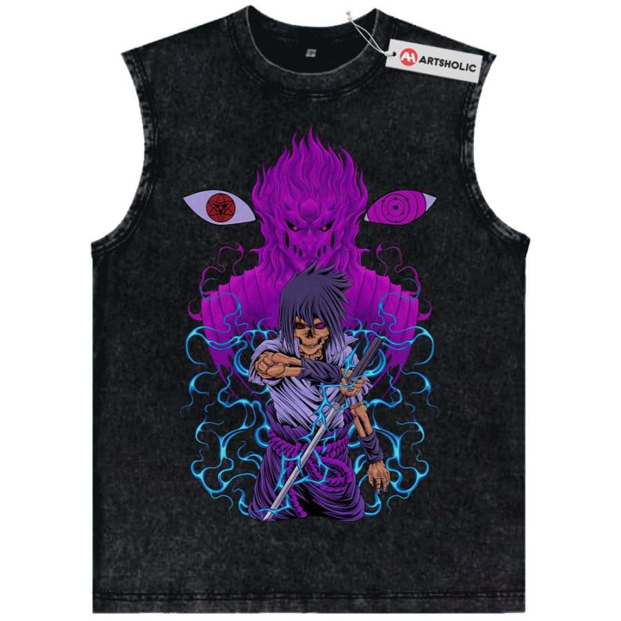 Alternative view of Sasuke Uchiha Tank Top, Naruto Tank Top, Anime Tank Top, Vintage Tank Top