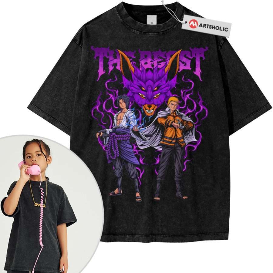 Alternative view of Sasuke Uchiha vs Naruto Uzumaki Shirt For Kids, Anime Shirt For Kids, Vintage T-Shirt For Kids