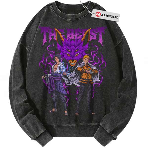 Sasuke Uchiha vs Naruto Uzumaki Sweatshirt, Anime Sweatshirt, Vintage Sweatshirt
