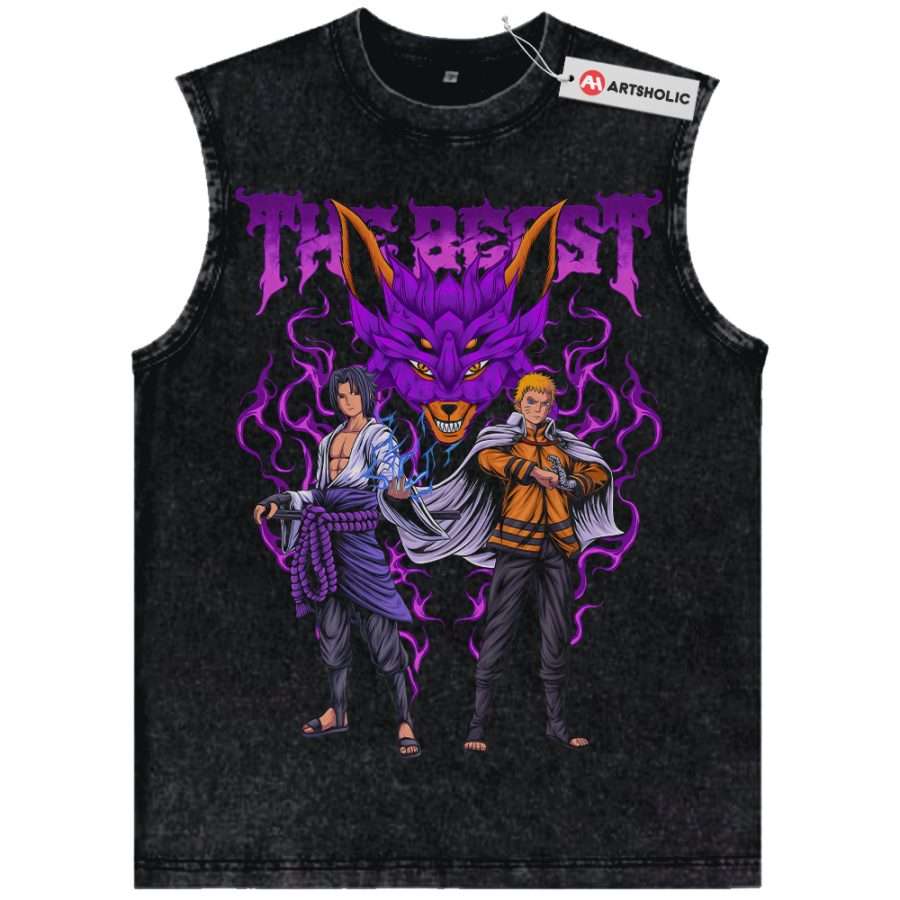 Alternative view of Sasuke Uchiha vs Naruto Uzumaki Tank Top, Anime Tank Top, Vintage Tank Top