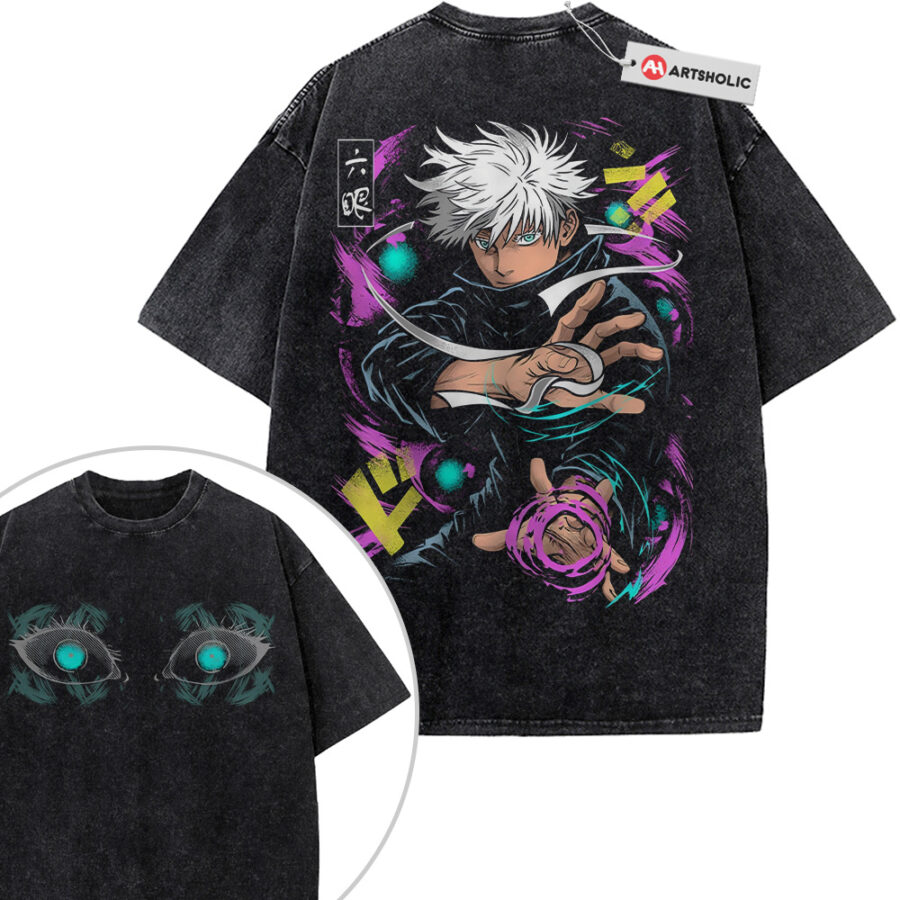 Alternative view of Satoru Gojo Shirt, Jujutsu Kaisen Shirt, Anime Shirt, Vintage T-Shirt 2-Sided