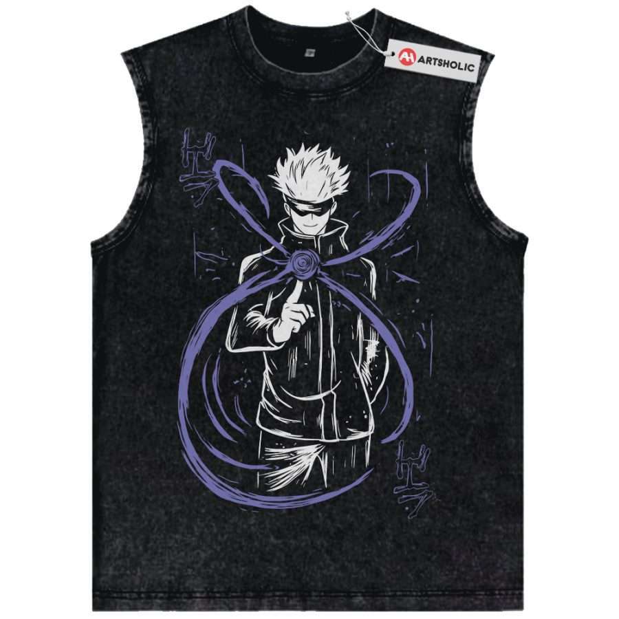 Alternative view of Satoru Gojo Tank Top, Jujutsu Kaisen Tank Top, Anime Tank Top, Vintage Tank Top