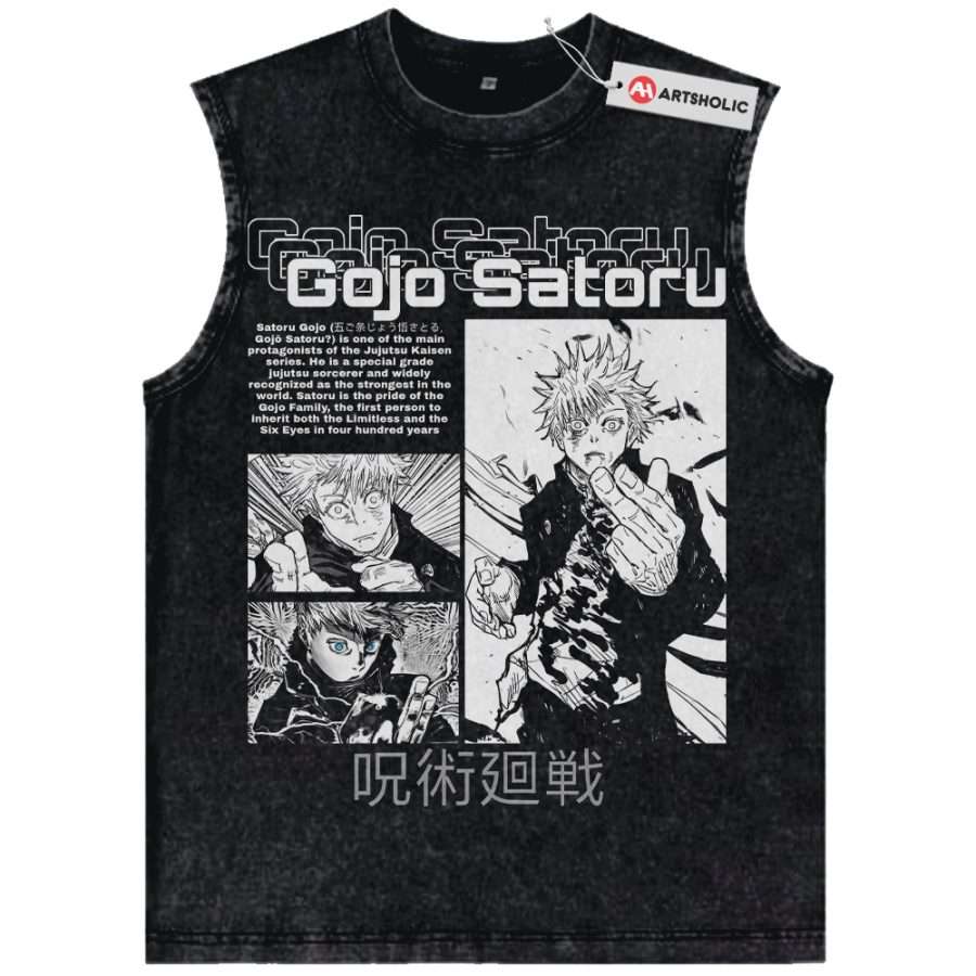 Alternative view of Satoru Gojo Tank Top, Jujutsu Kaisen Tank Top, Anime Tank Top, Vintage Tank Top