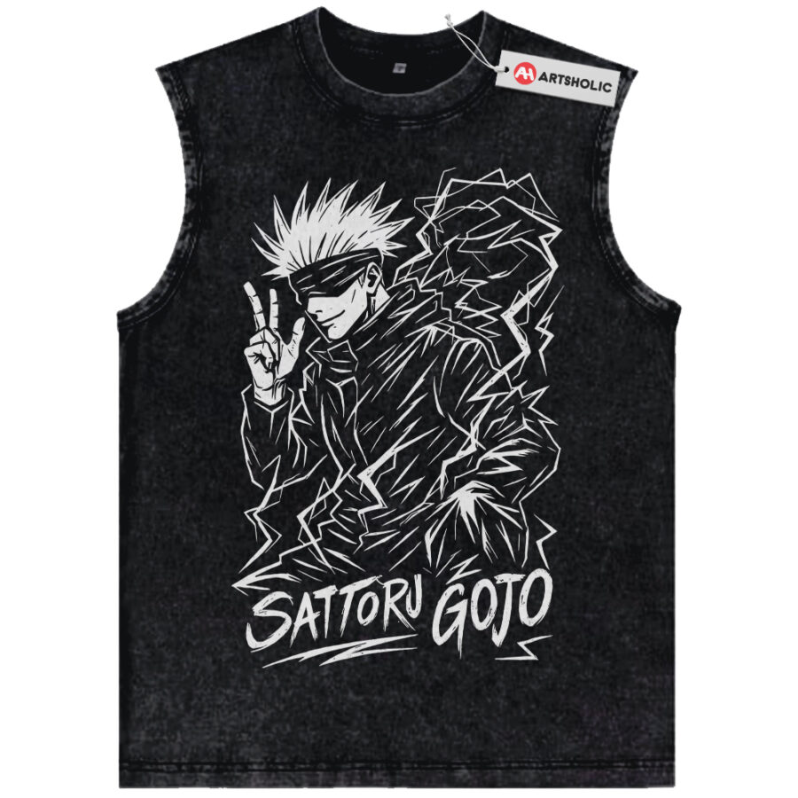 Alternative view of Satoru Gojo Tank Top, Jujutsu Kaisen Tank Top, Anime Tank Top, Vintage Tank Top