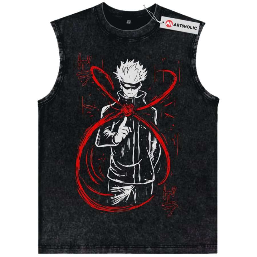 Alternative view of Satoru Gojo Tank Top, Jujutsu Kaisen Tank Top, Anime Tank Top, Vintage Tank Top