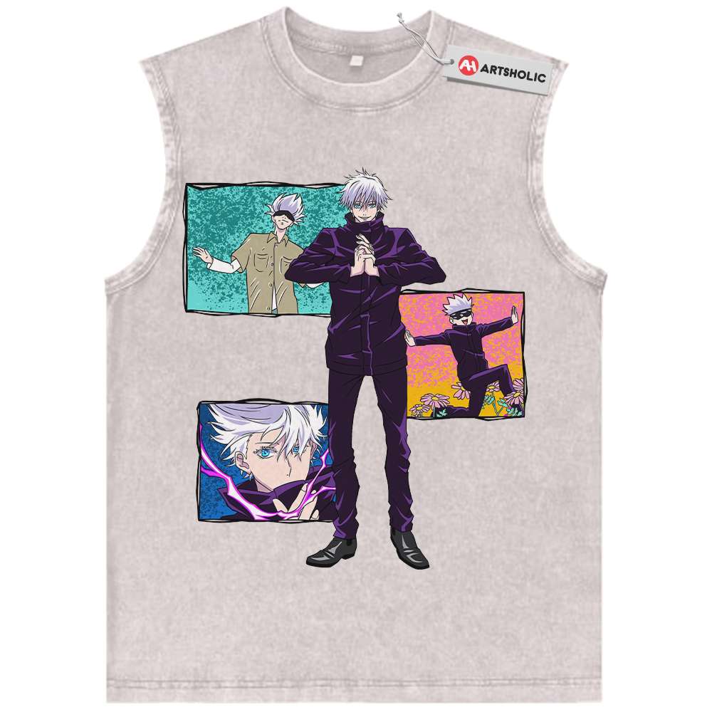 Alternative view of Satoru Gojo Tank Top, Jujutsu Kaisen Tank Top, Anime Tank Top, Vintage Tank Top