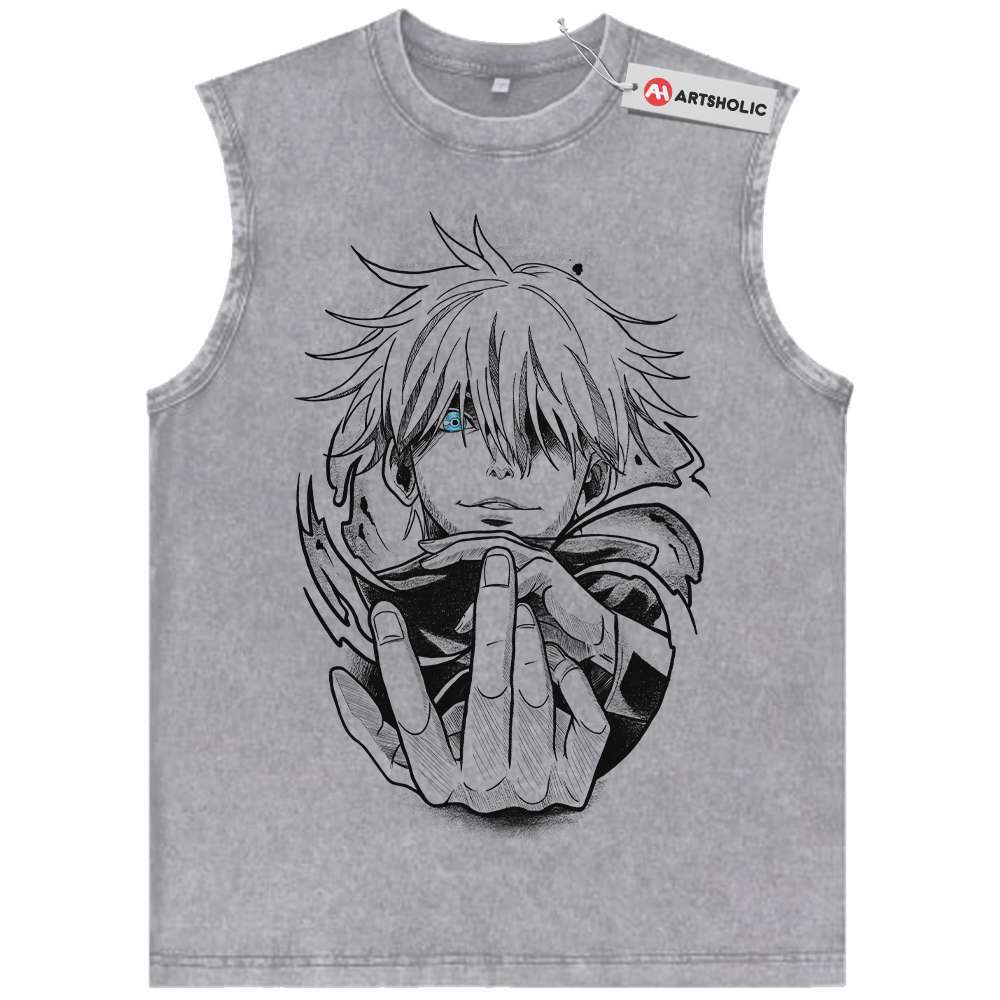 Alternative view of Satoru Gojo Tank Top, Jujutsu Kaisen Tank Top, Anime Tank Top, Vintage Tank Top
