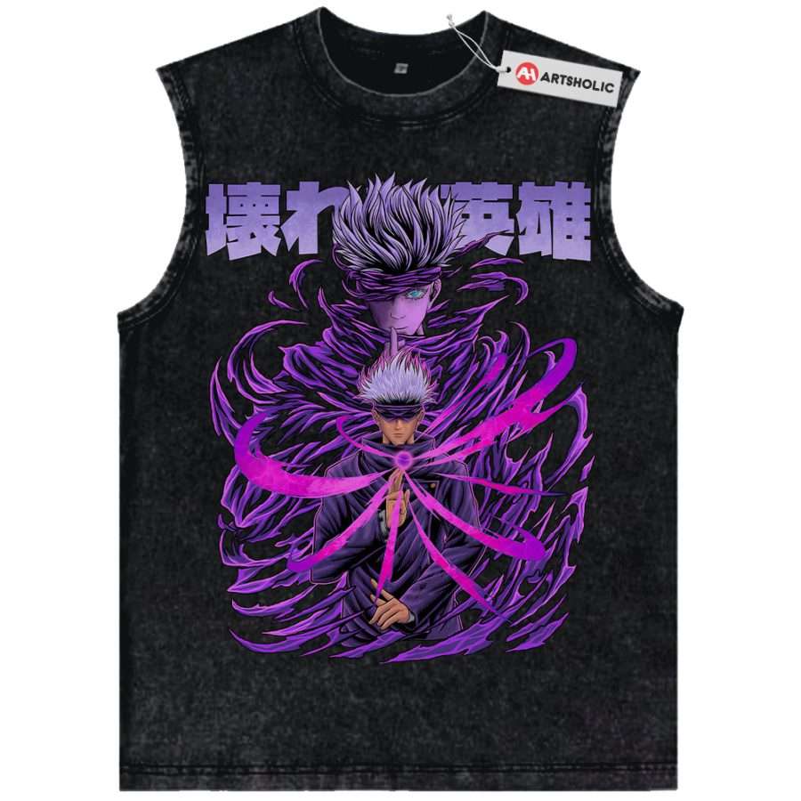 Alternative view of Satoru Gojo Tank Top, Jujutsu Kaisen Tank Top, Anime Tank Top, Vintage Tank Top
