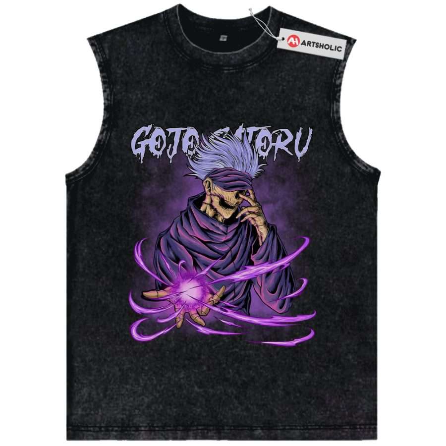 Alternative view of Satoru Gojo Tank Top, Jujutsu Kaisen Tank Top, Anime Tank Top, Vintage Tank Top