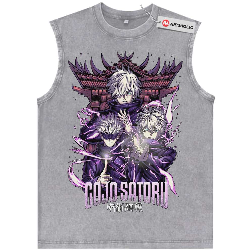 Alternative view of Satoru Gojo Tank Top, Jujutsu Kaisen Tank Top, Anime Tank Top, Vintage Tank Top