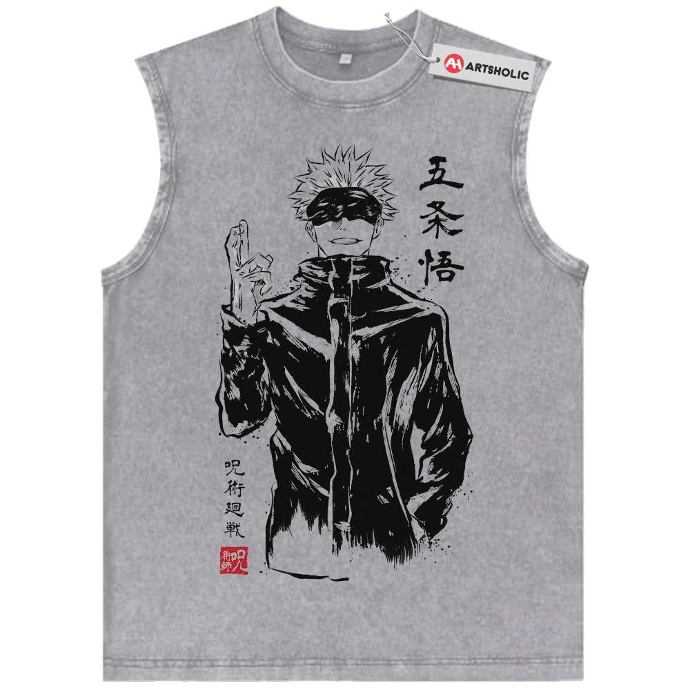 Alternative view of Satoru Gojo Tank Top, Jujutsu Kaisen Tank Top, Anime Tank Top, Vintage Tank Top