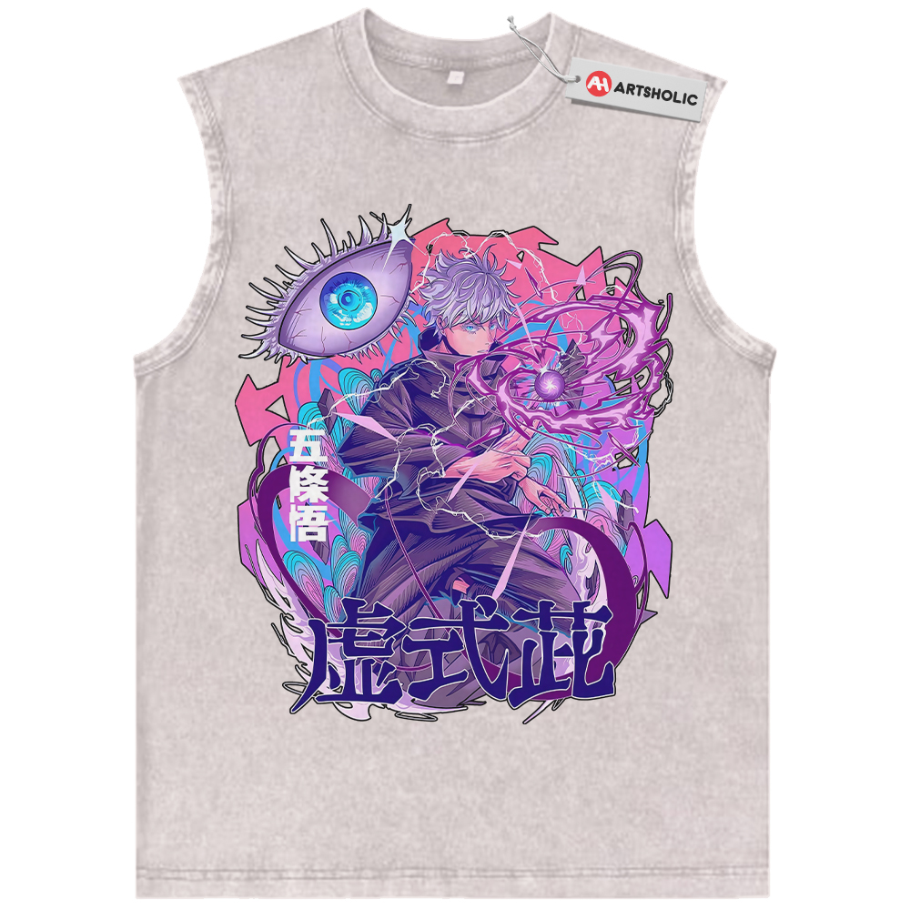 Alternative view of Satoru Gojo Tank Top, Jujutsu Kaisen Tank Top, Anime Tank Top, Vintage Tank Top
