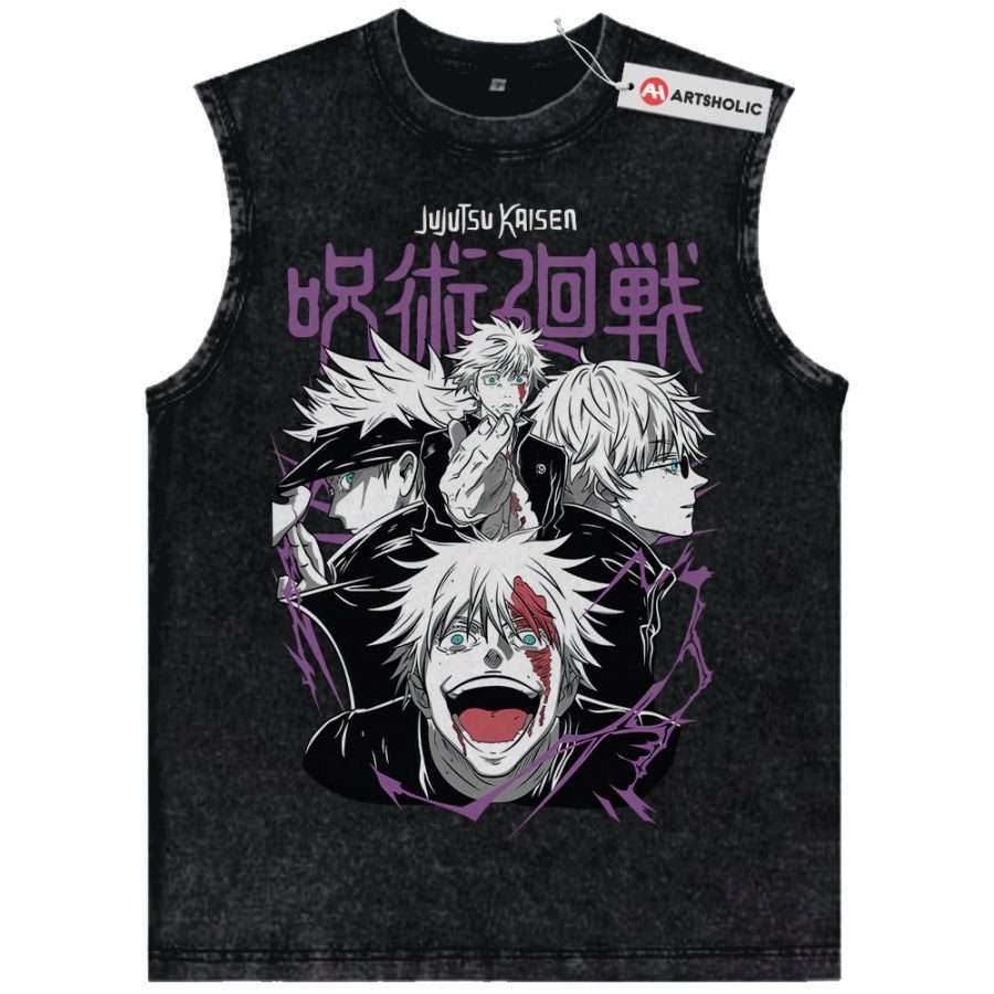 Alternative view of Satoru Gojo Tank Top, Jujutsu Kaisen Tank Top, Anime Tank Top, Vintage Tank Top