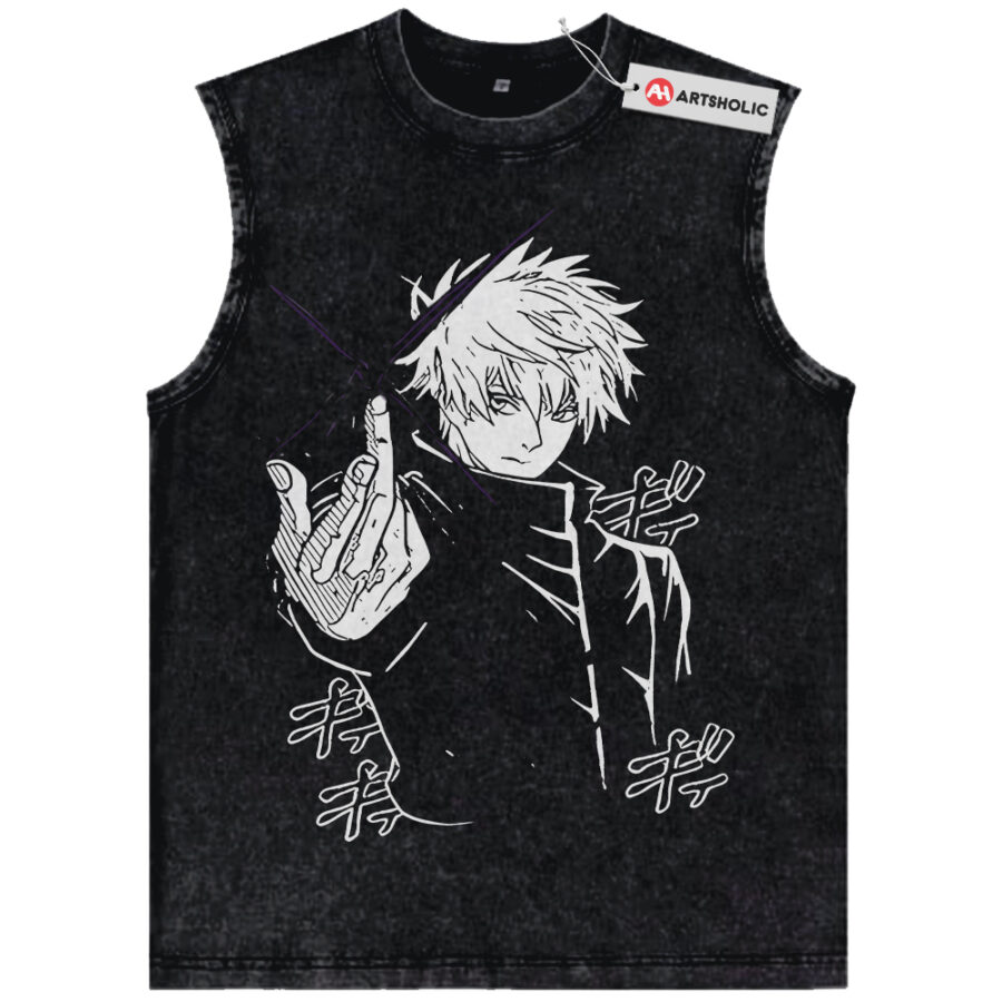 Alternative view of Satoru Gojo Tank Top, Jujutsu Kaisen Tank Top, Anime Tank Top, Vintage Tank Top