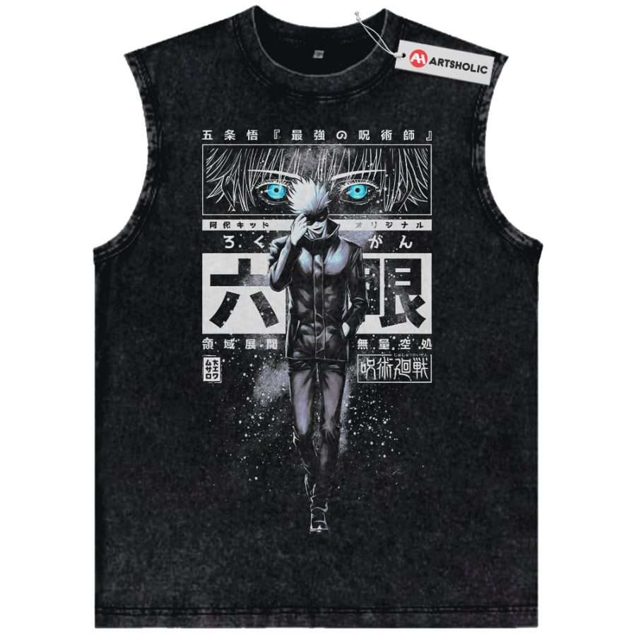 Alternative view of Satoru Gojo Tank Top, Jujutsu Kaisen Tank Top, Anime Tank Top, Vintage Tank Top