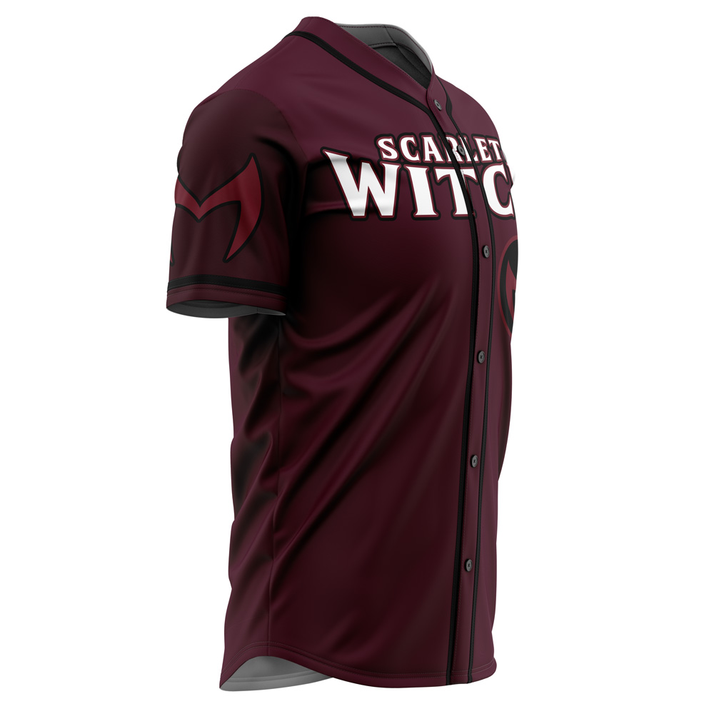 Alternative view of Scarlet Witch Marvel Custom Baseball Jersey - Otaku Hall